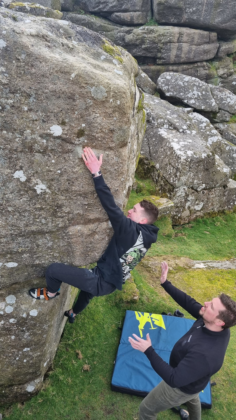 Bouldering at Hound Tor, Dartmoor, Devon