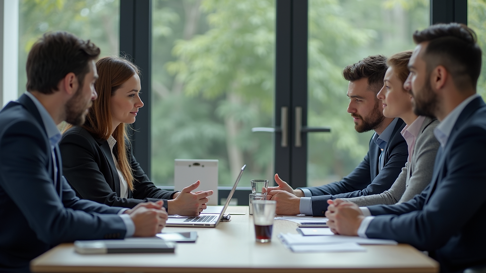 Close-up view of a business team discussing outsourcing strategies