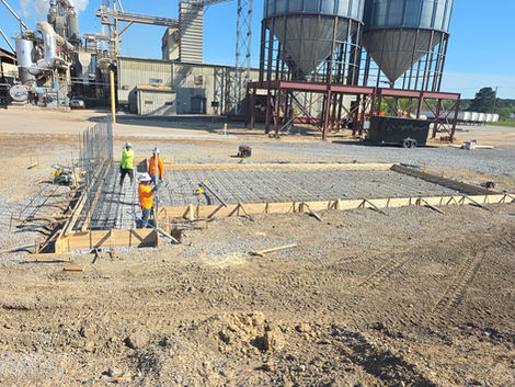 Truck tipper foundation form installation by Birmingham, Alabama-based Baxley General Contractors in Crossville, Alabama.