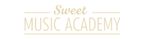 Sweet Music Academy logo in gold lettering on a black background, with “Sweet” in script above “MUSIC ACADEMY” in uppercase