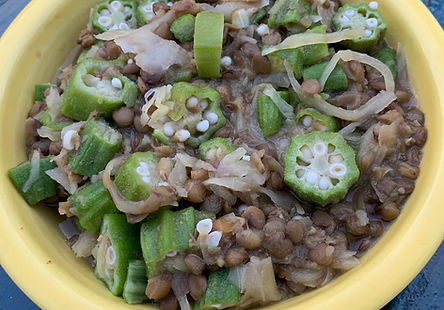 Quick Lentils with Okra and Sauerkraut