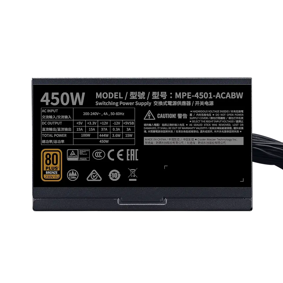थंबनेल: Cooler Master Power Supply Unit  MWE 450 Bronze - V2 230V