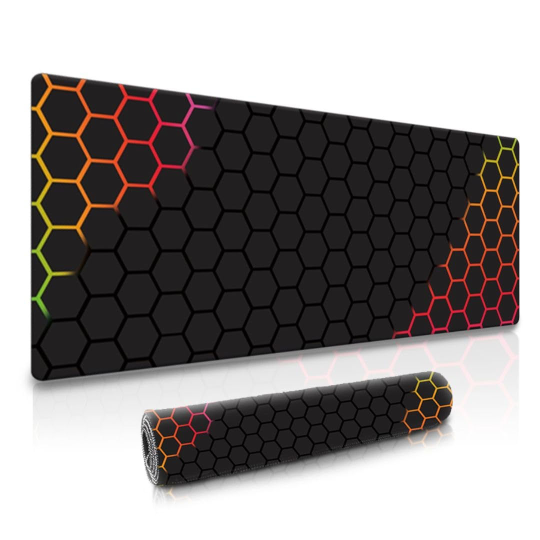 Dyazo Hexagonal Pattern Desk Mat | Water-Resistant Anti-Slip Desk Pad | Extended