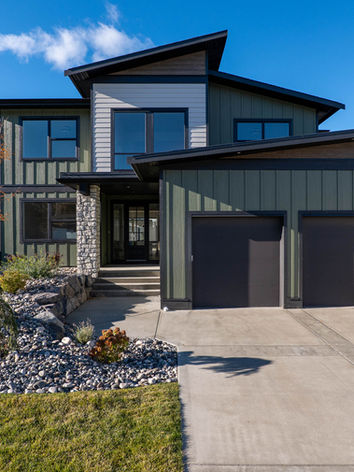 cozy modern custom house in Kamloops with green accents