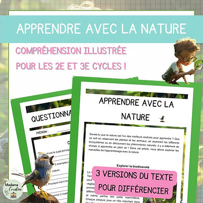 Compréhension de lecture – Classe dehors – Apprendre avec la nature
