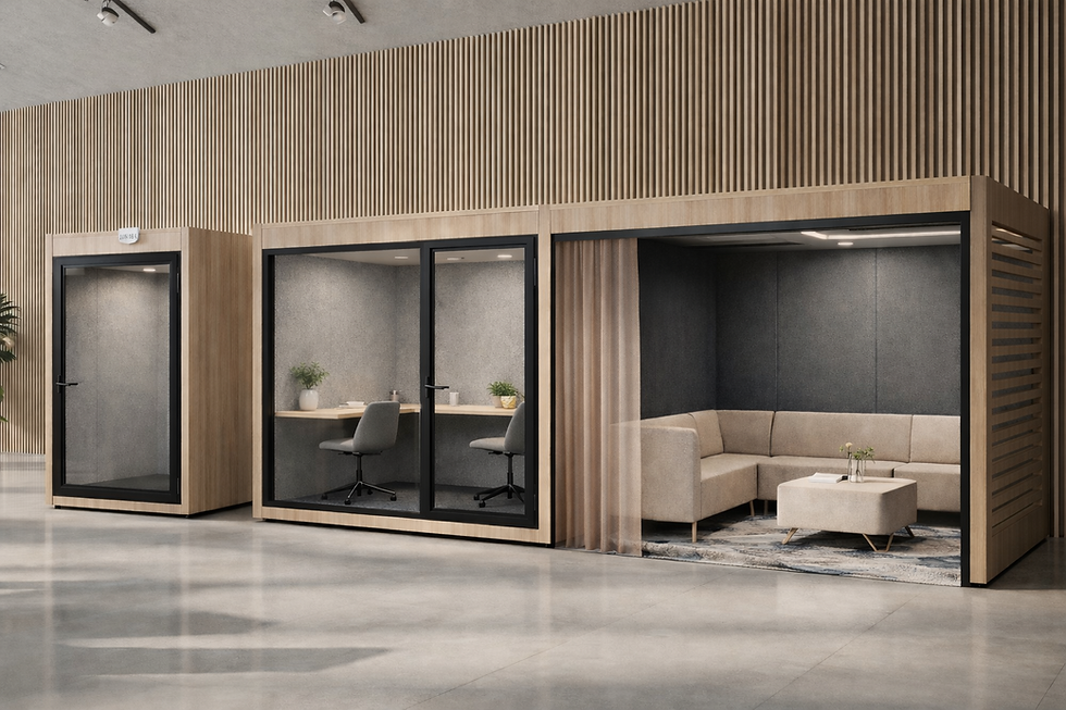 modular office PODS BOOTHS IN ROW