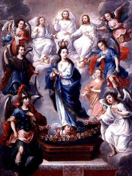 Mirando al Cielo: la Virgen acompañada de 7 ángeles.
