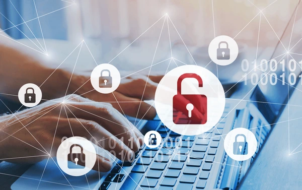 padlocks over laptop- cyber security