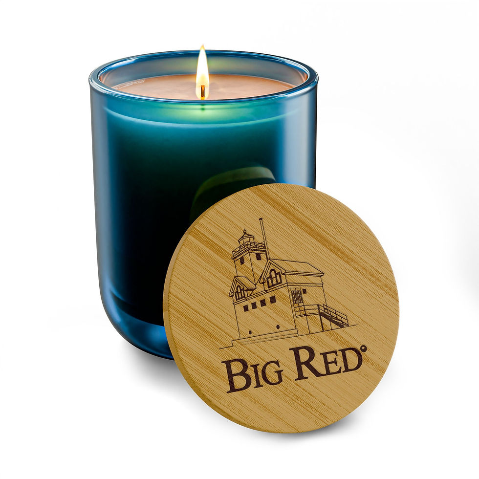 Thumbnail: BIG RED Engraved Soy Candle — 14oz Scented Candle with Bamboo Lid