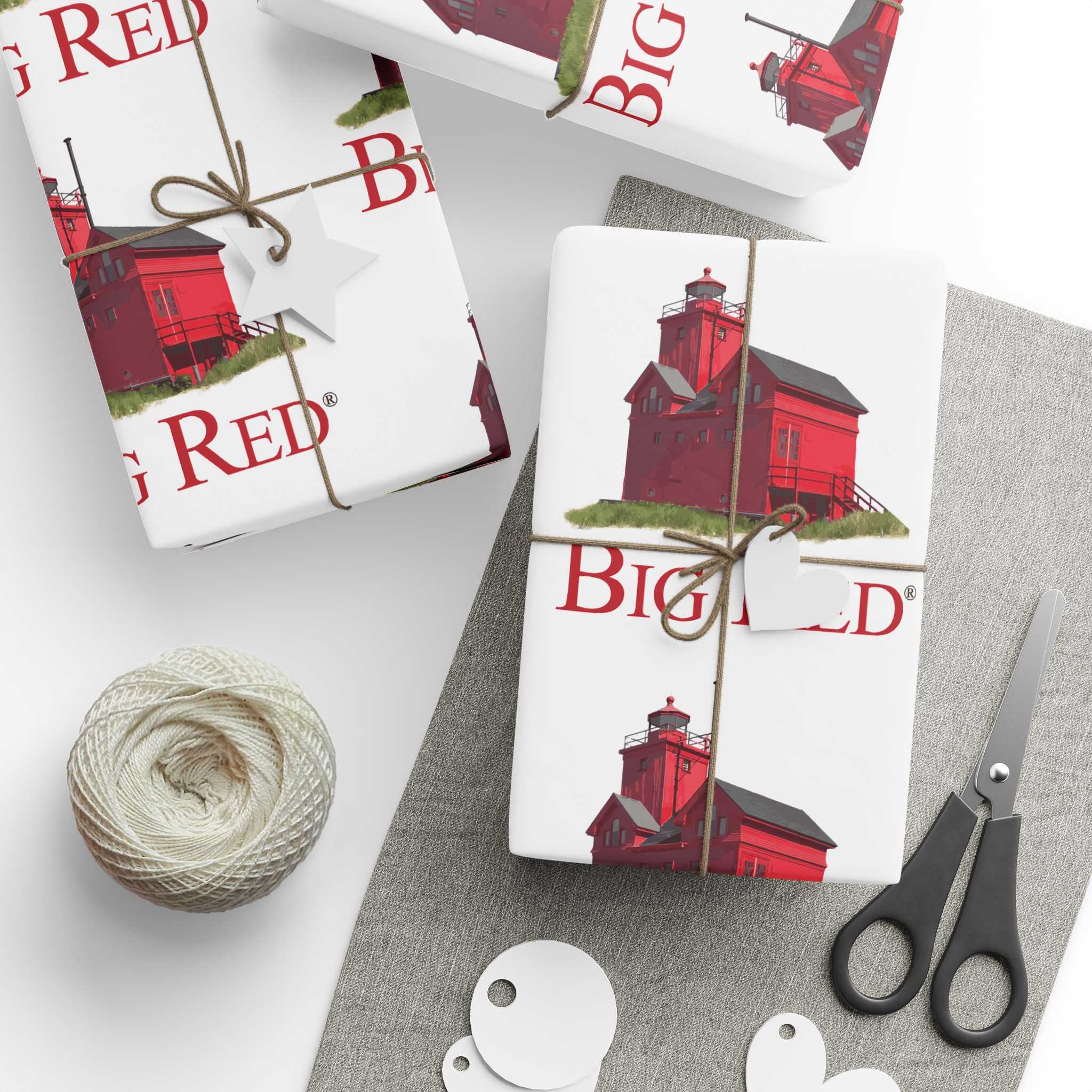 Big Red Barn Wrapping Paper — Farmhouse Gift Wrap with 'Big Red' Barn Pattern