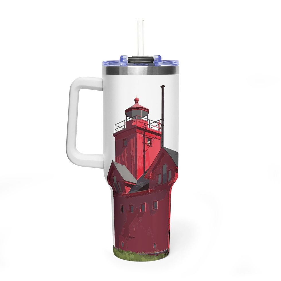 Thumbnail: 40oz Vacuum Tumbler — Red Lighthouse Thermal Travel Mug