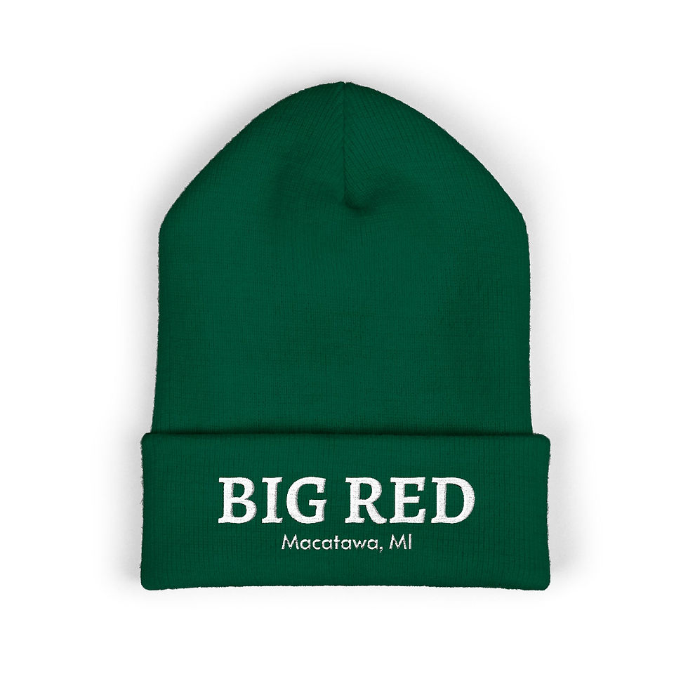 Thumbnail: BIG RED Embroidered Cuffed Beanie