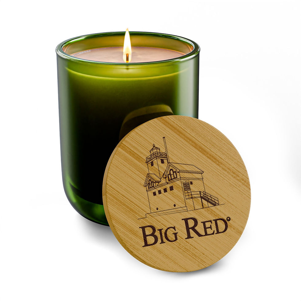 Thumbnail: BIG RED Engraved Soy Candle — 14oz Scented Candle with Bamboo Lid