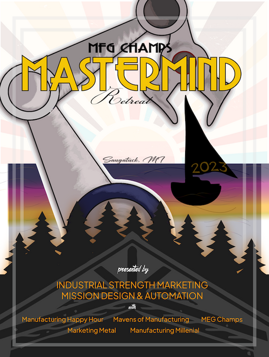poster featuring crane, sailboat, and treeline