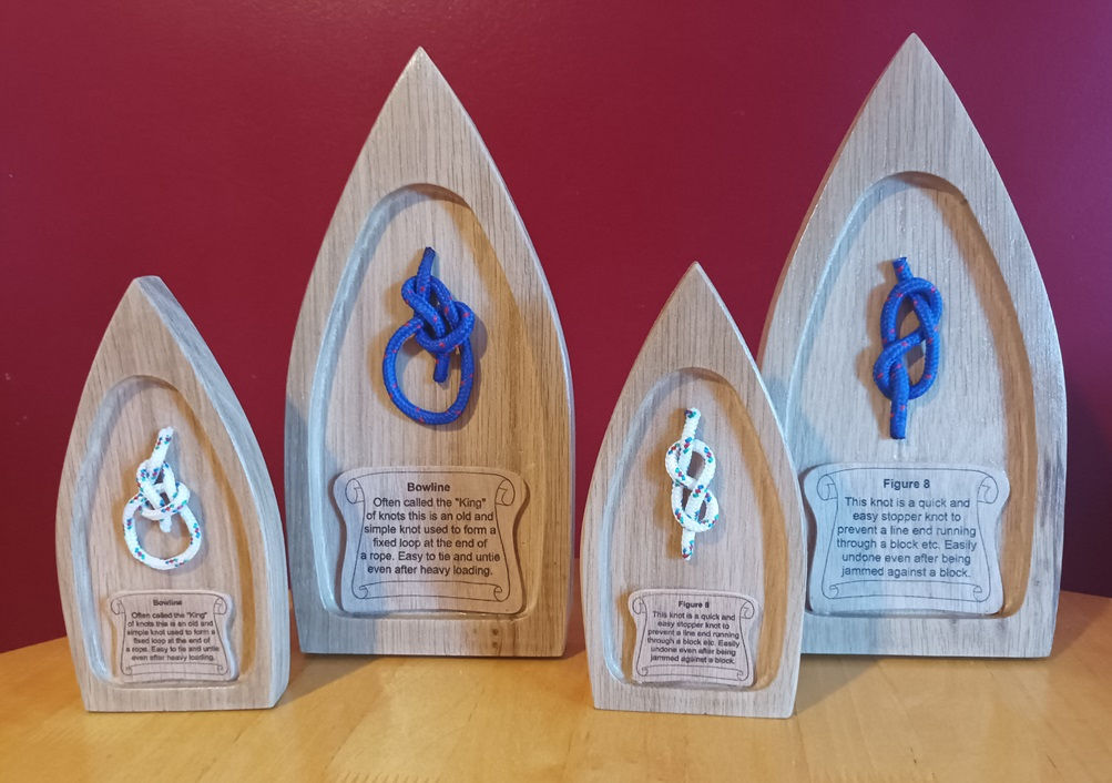 Oak Boat Shaped Single Knot Board Display - 200mm or 300mm from