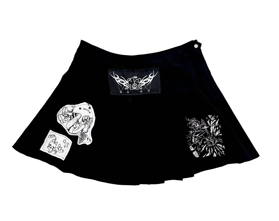 Thumbnail: Patched pleated blk skirt