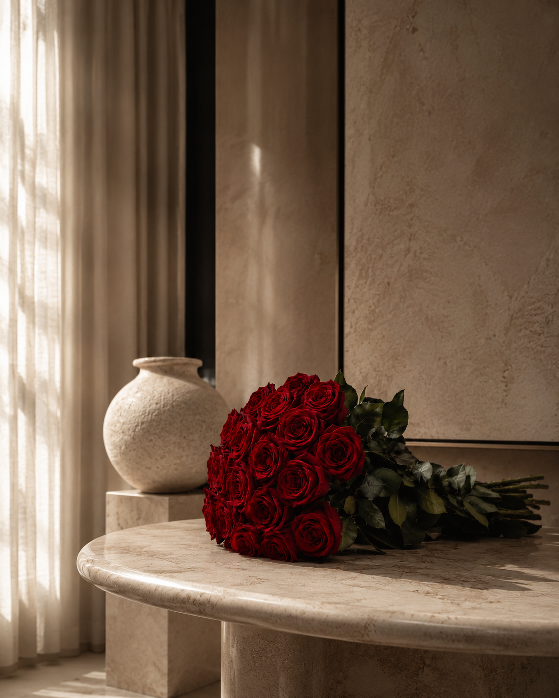 Forty Grand Stem Alturia Red preserved rose bouquet from Ecuador with natural long stem