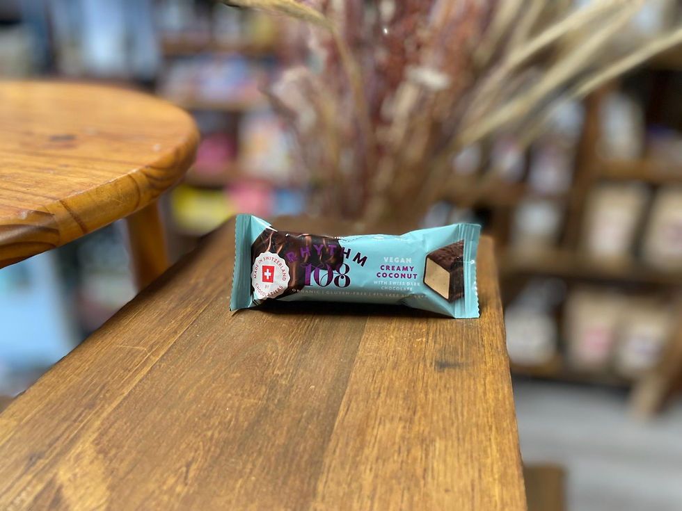 Barre vegan  Noix de Coco & Chocolat noir Suisse "Rhythm 108" chez ékho Moudon