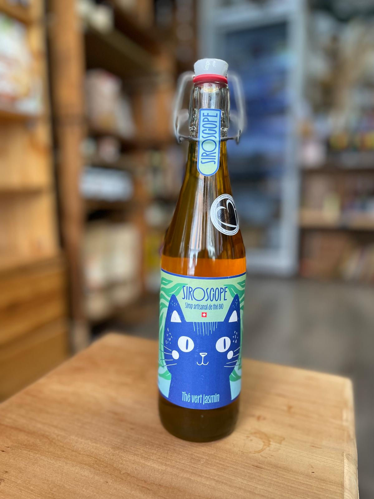 Sirop artisanal de thé vert et jasmin bio "Siroscope" chez ékho