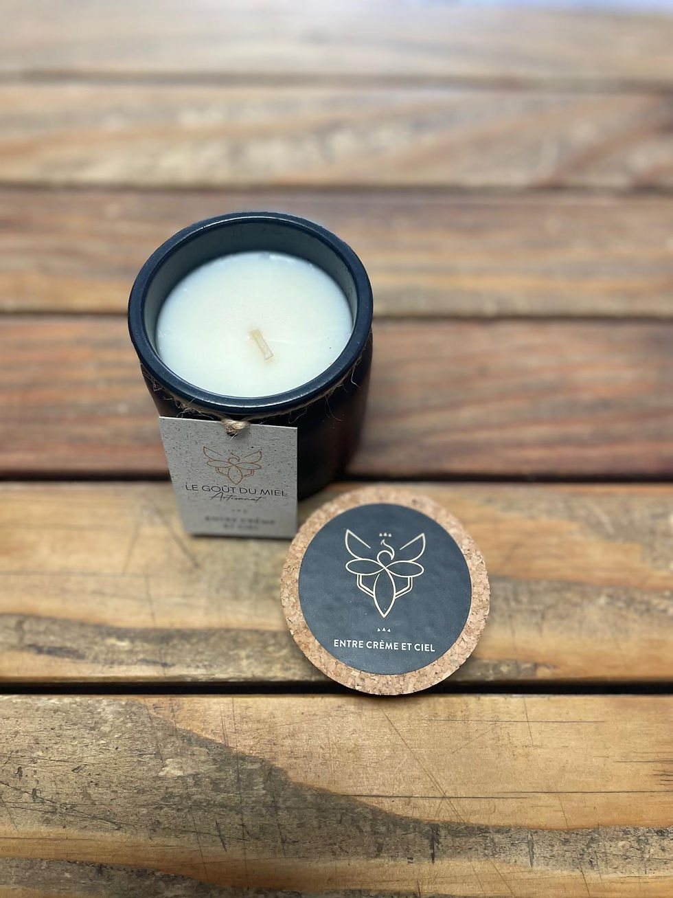 Bougie Parfumée Pot Céramique - Entre Crème et Ciel "Le Goût du Miel" Chez ékho Moudon