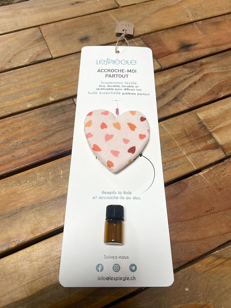 Suspension Coeur pour Huiles Essentielles "Lespiègle" Chez ékho Moudon Suisse