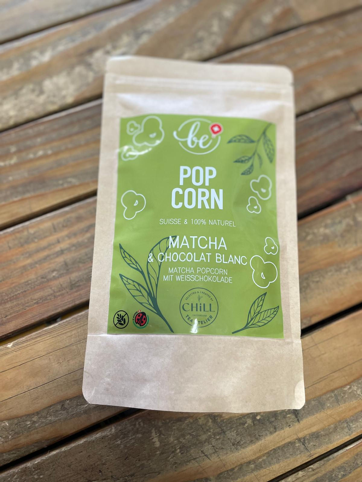 Popcorn Matcha et Chocolat Blanc "Be! Popcorn" chez ékho Moudon