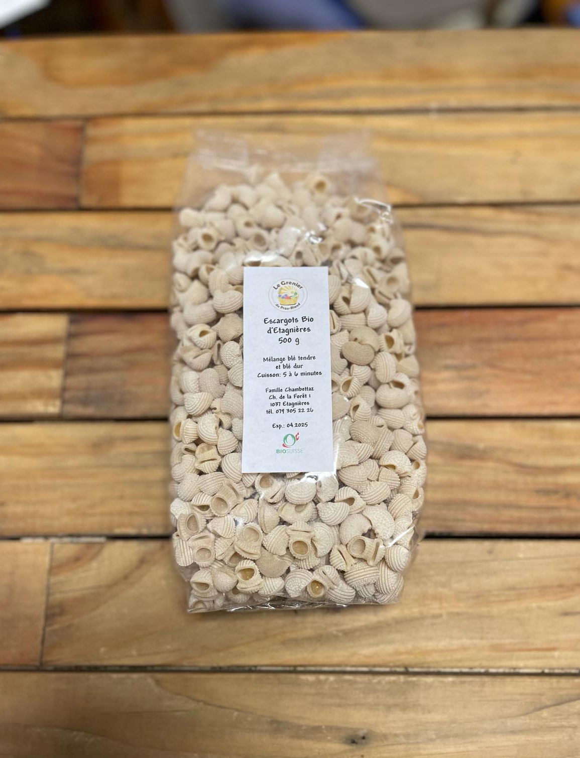 Pâtes-Escargots au blé tendre & blé dur bio Vaudoise, chez ekho Moudon