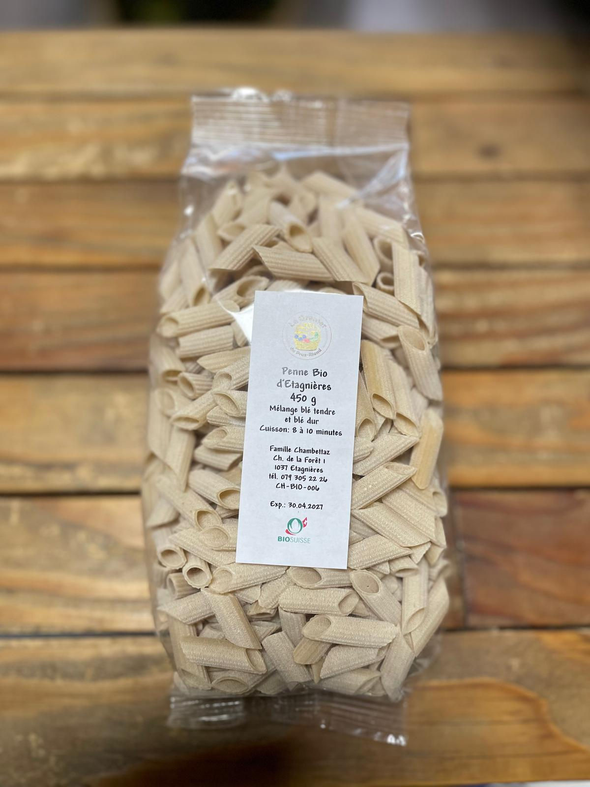 Pâtes-Penne au Blé Tendre et Blé Dur Bio Vaudoise "Le Grenier du praz riand" Chez ékho Moudon