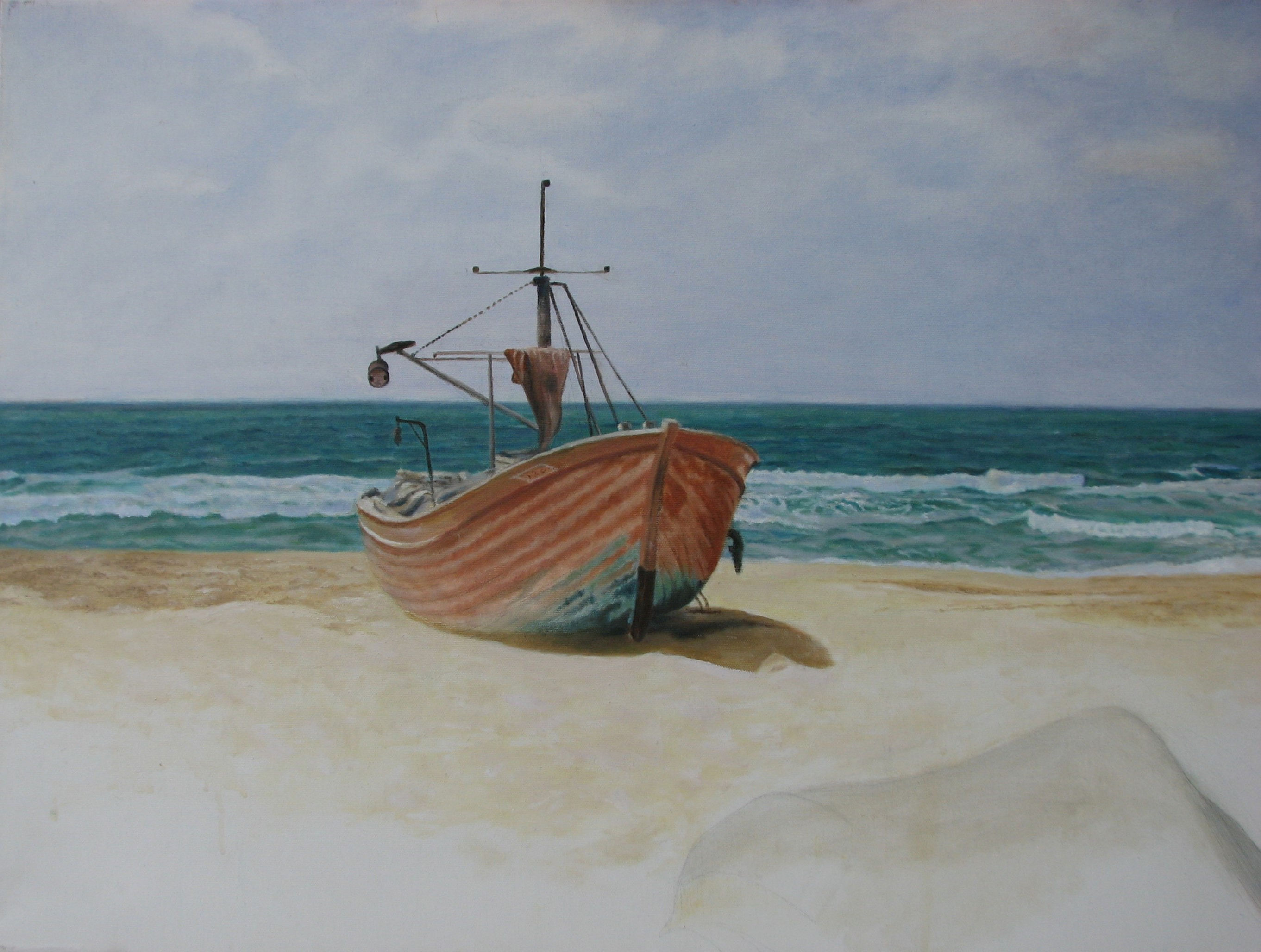 a boat on the sea shore
