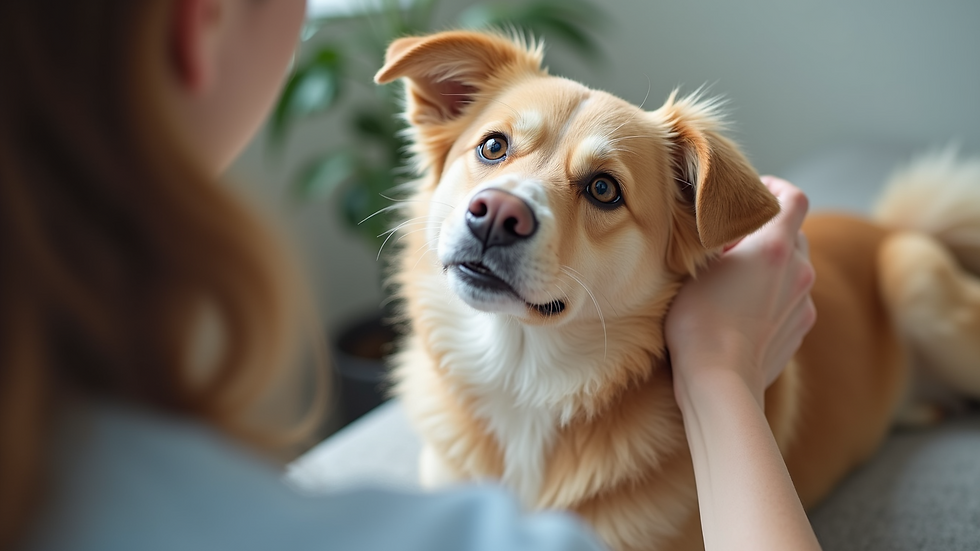Eye-level view of a holistic pet care consultation session