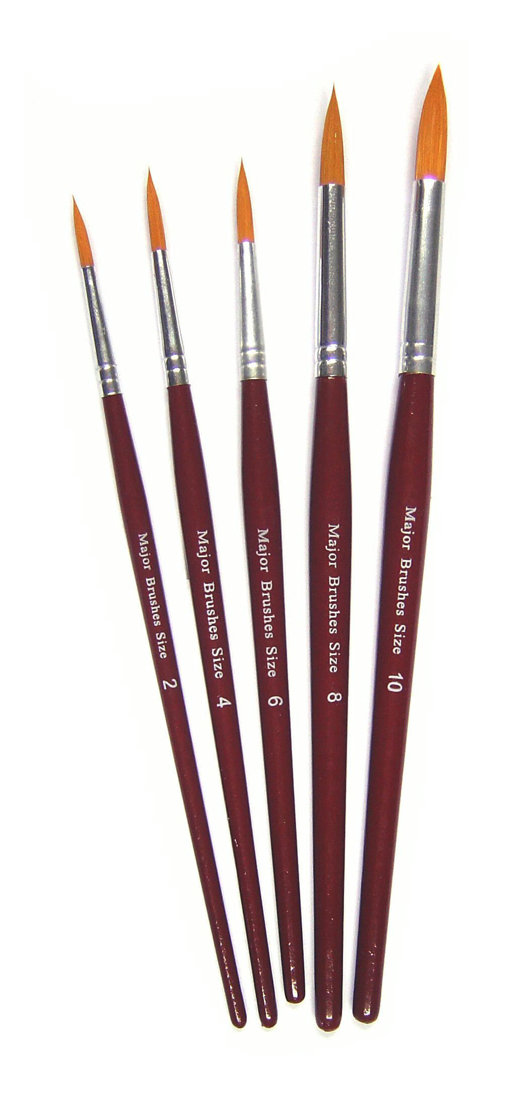 Orange Synthetic Sable Brushes - Round Set 5