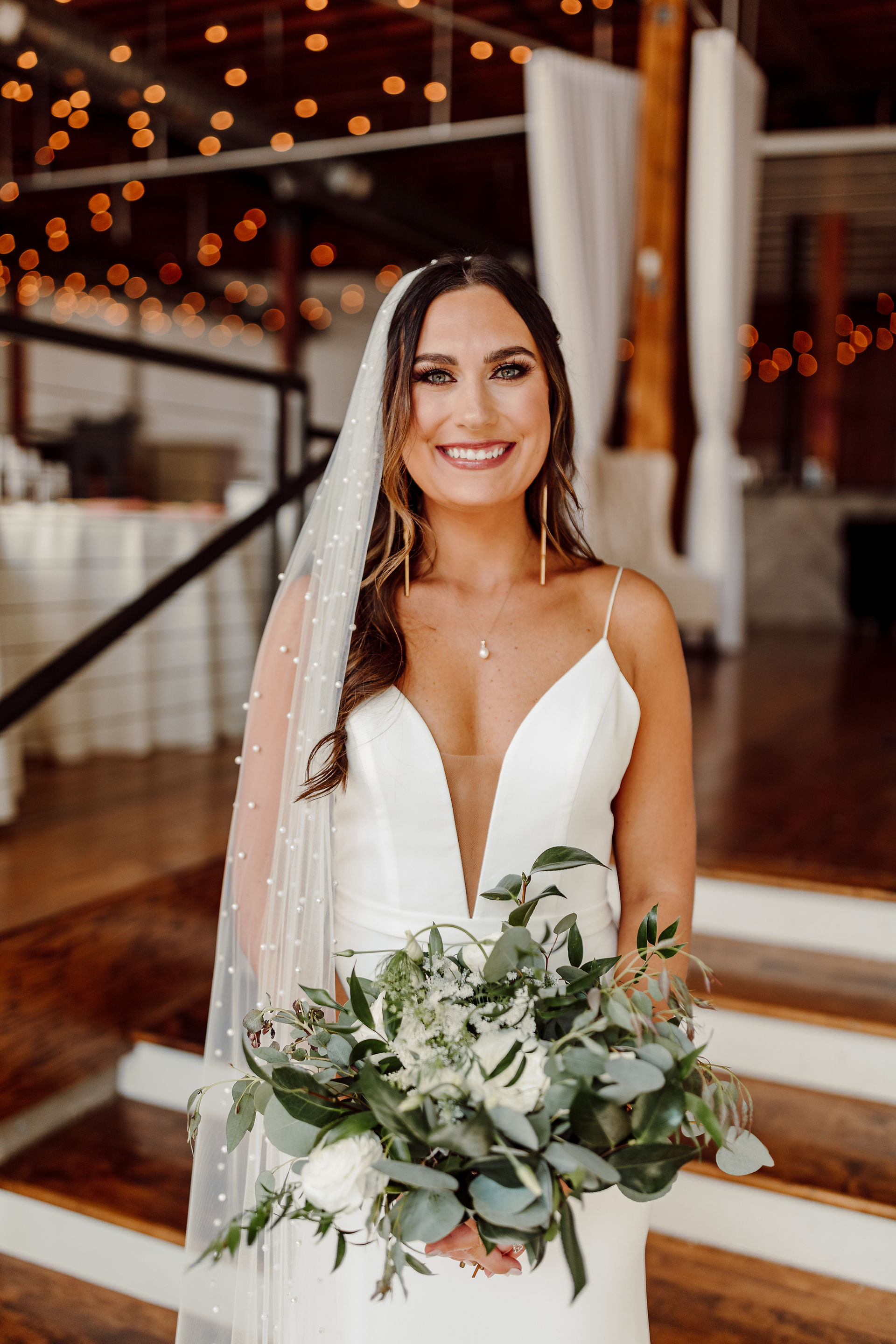 Bride with Pearl Veil at The Everly Event Space Kansas City