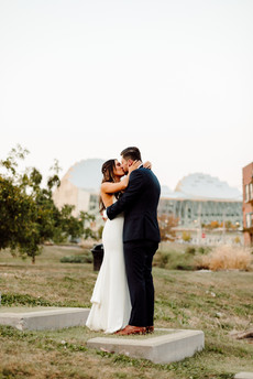 Bride and Groom Sunset Portraits at The Everly Event Space Kansas City