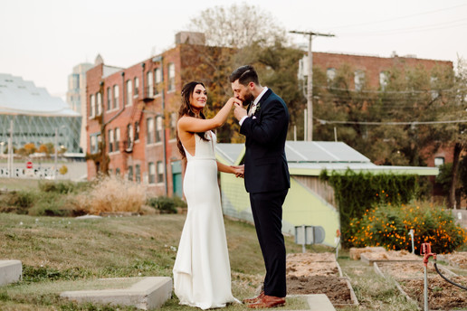 Bride and Groom Sunset Portraits at The Everly Event Space Kansas City