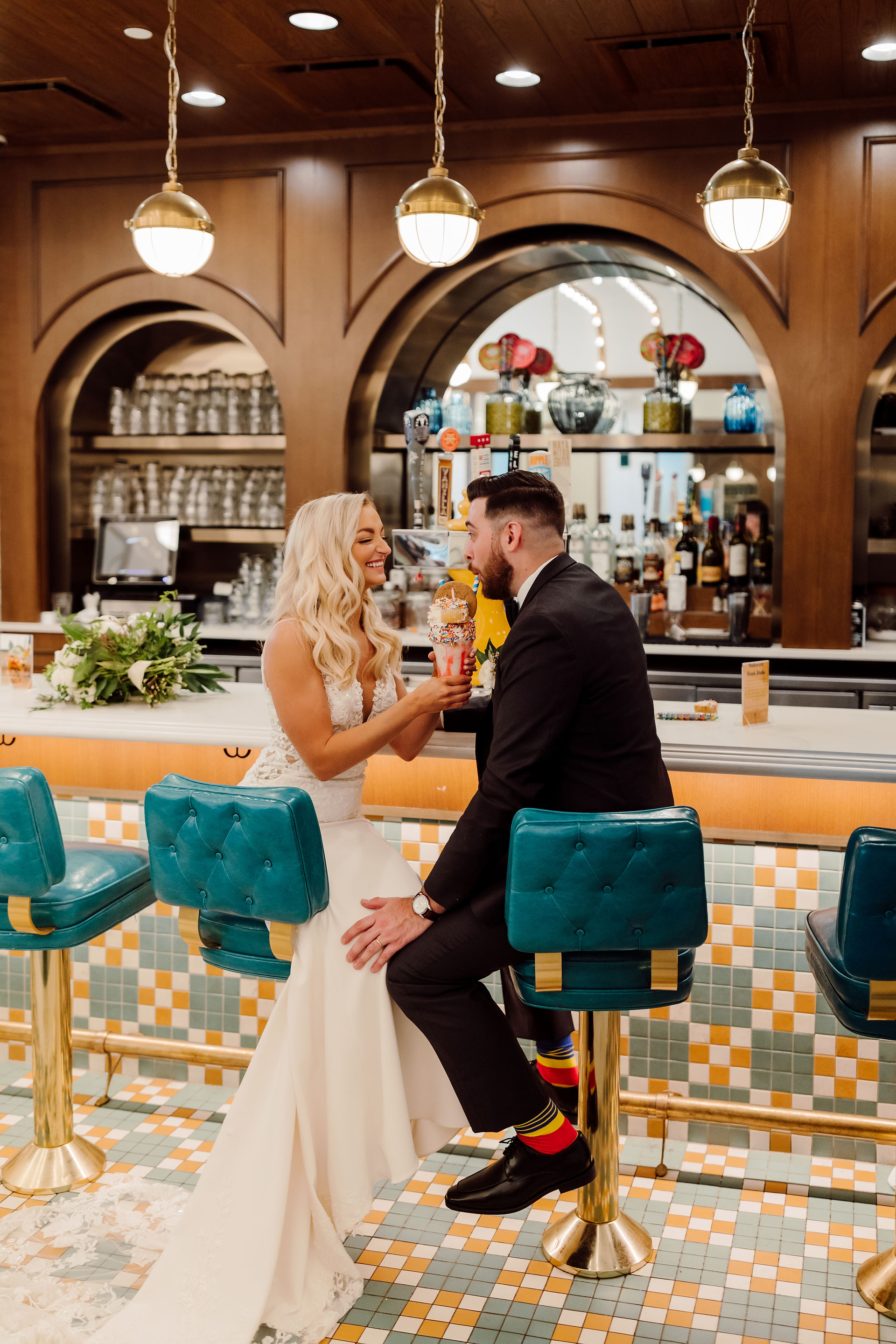 Bride and Groom at The Soda Fountain in St. Louis