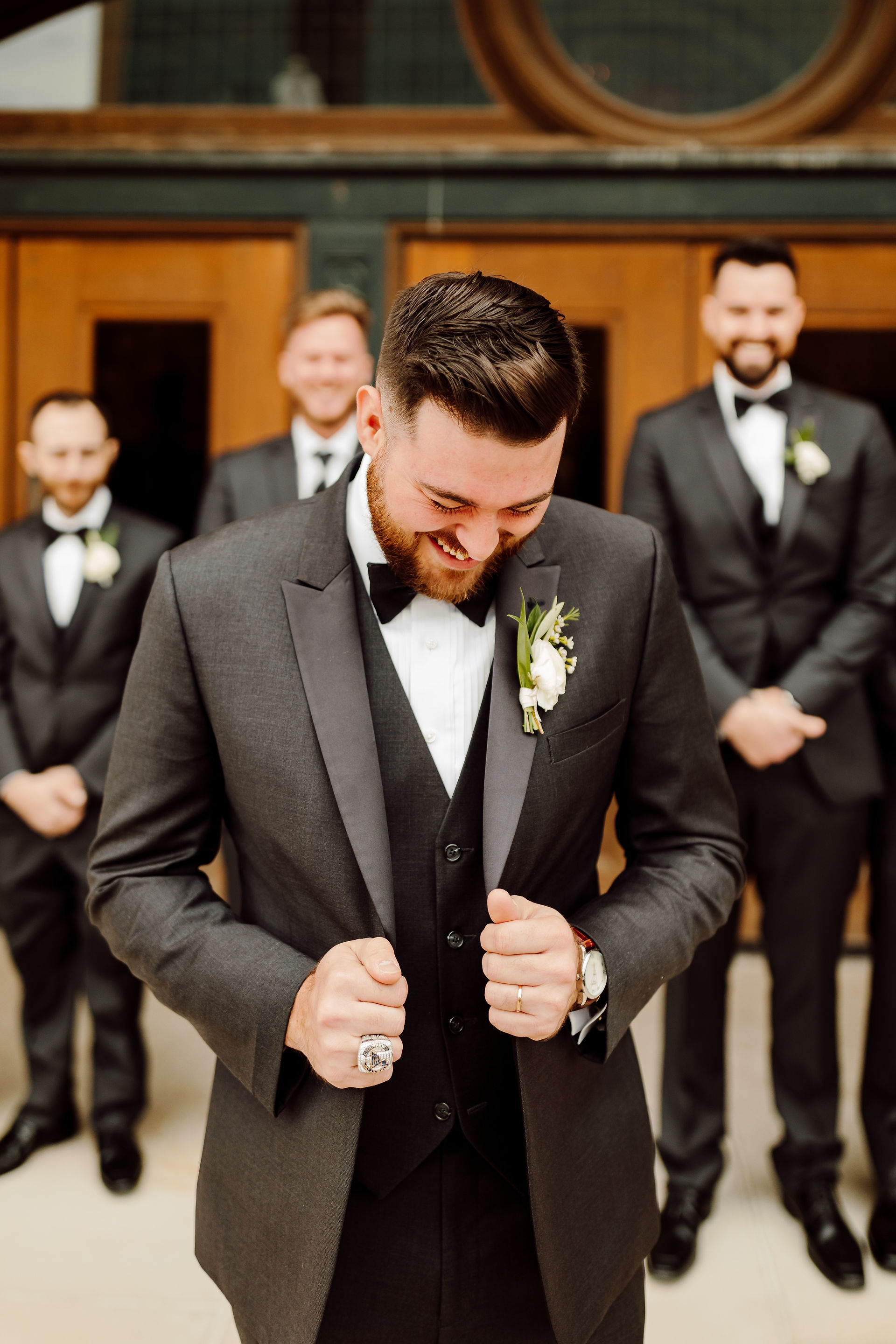 Groom and Groomsmen at Union Station St. Louis