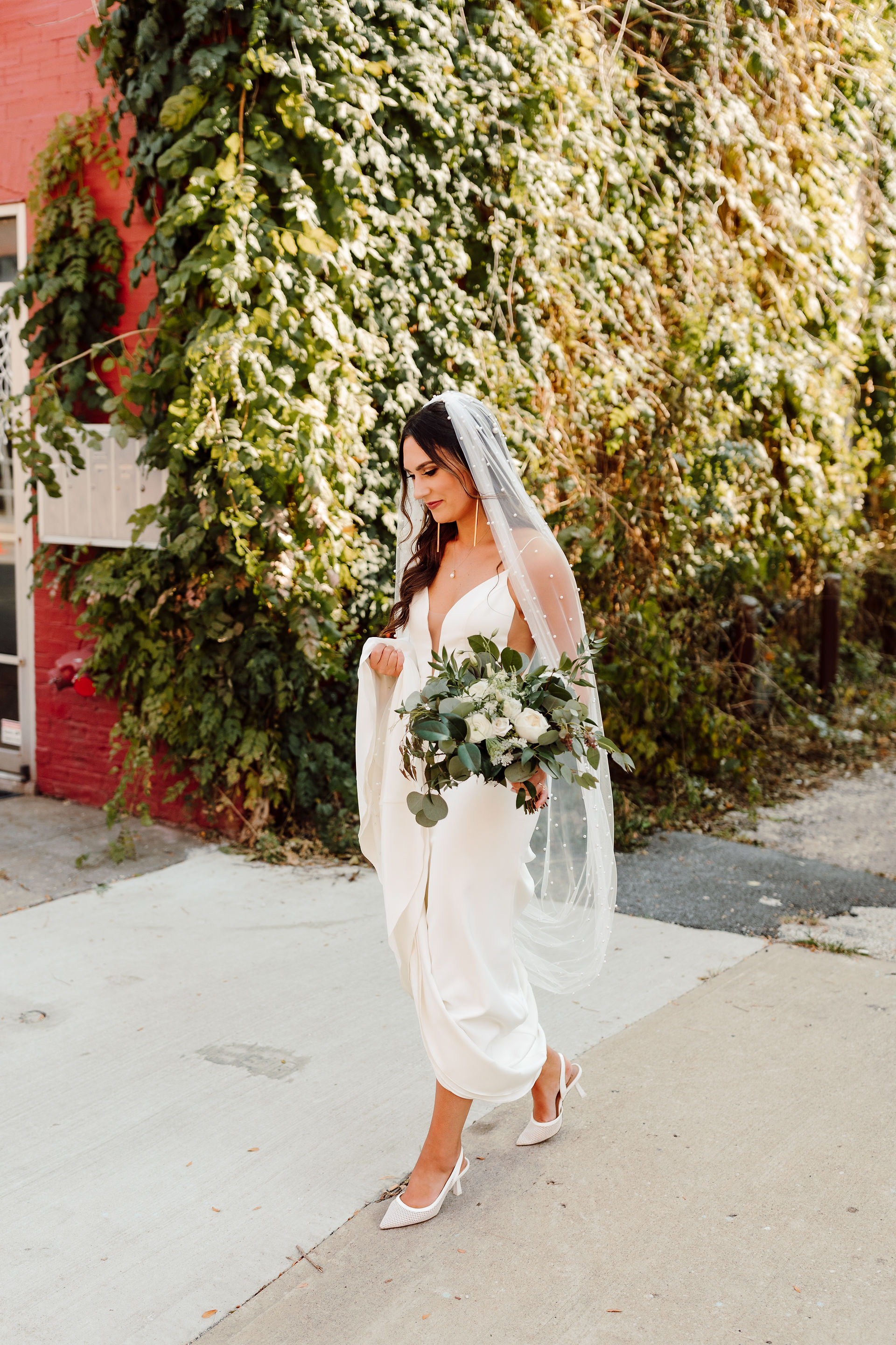 Bride with Pearl Veil at The Everly Event Space Kansas City