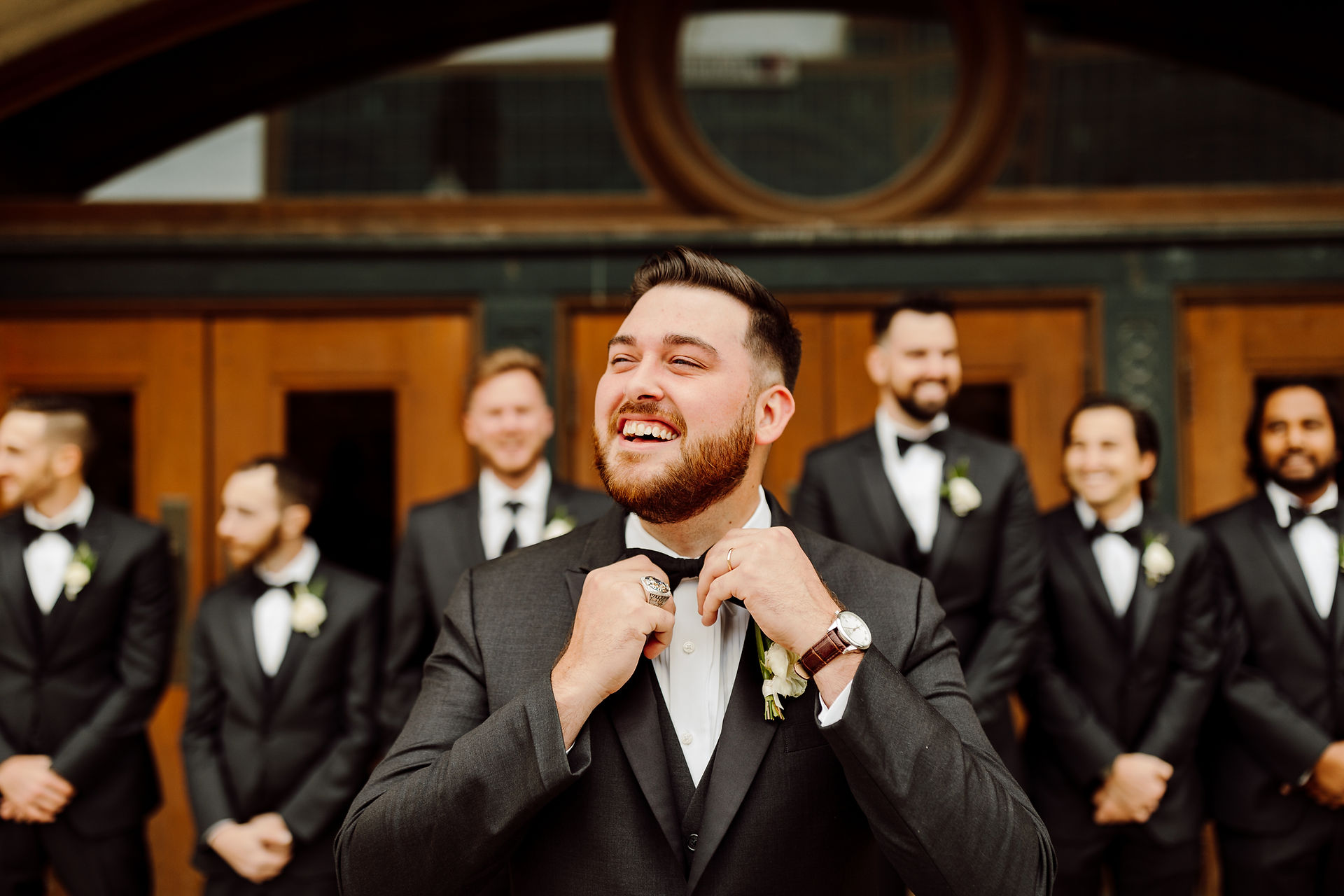 Groom and Groomsmen at Union Station St. Louis