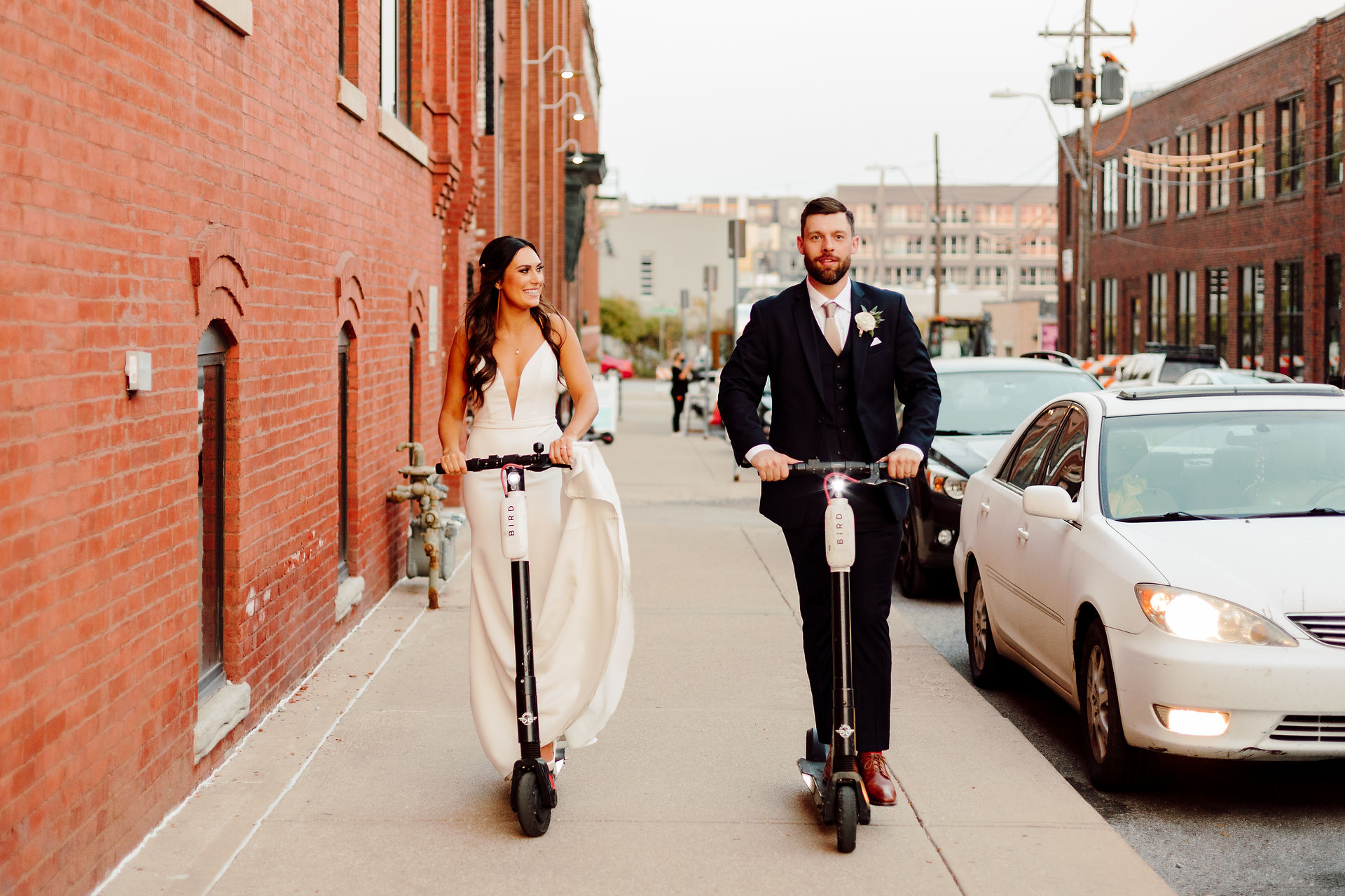 Bride and Groom Sunset Portraits at The Everly Event Space Kansas City