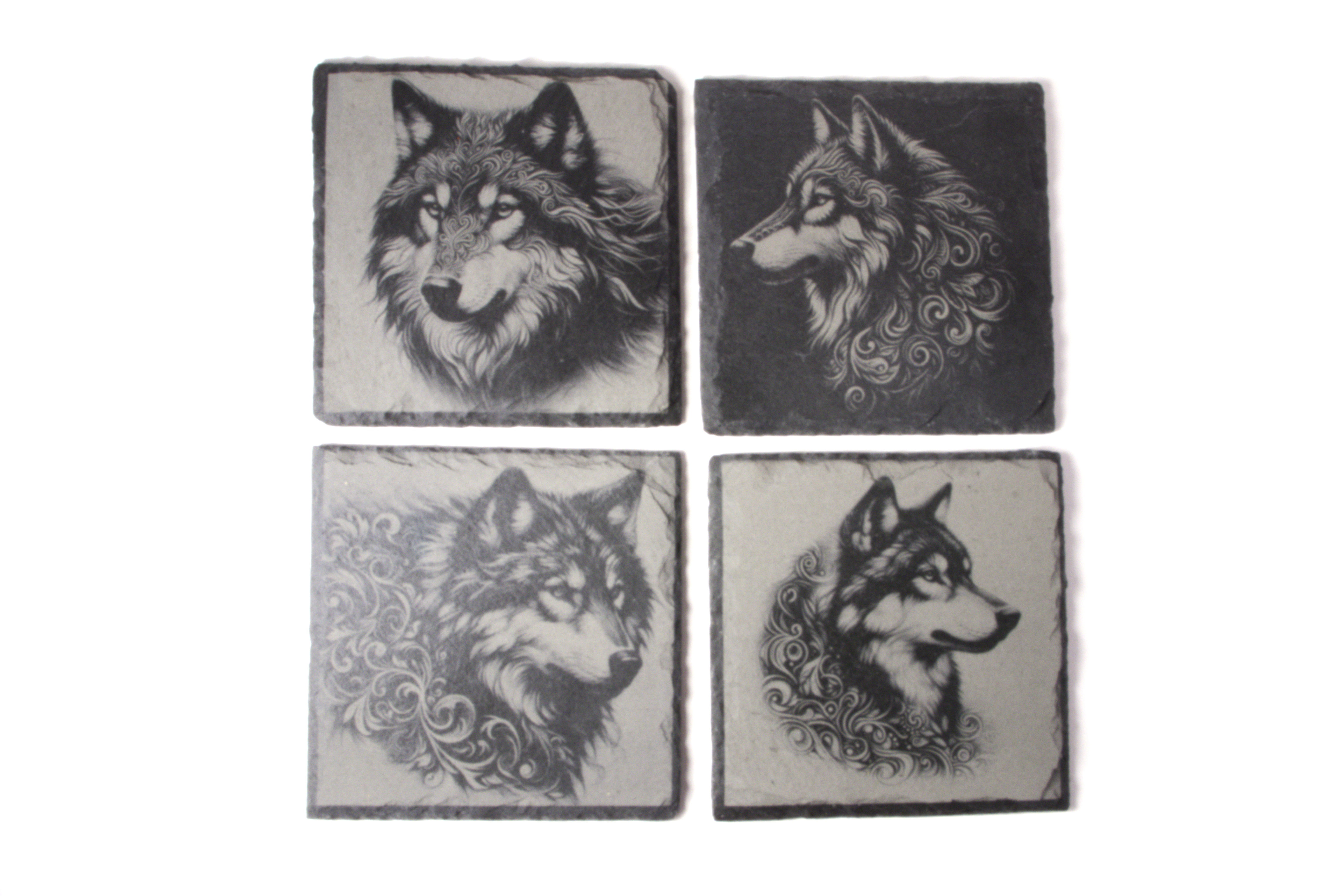 Wolf Pack Slate Coaster Set – Set of 4