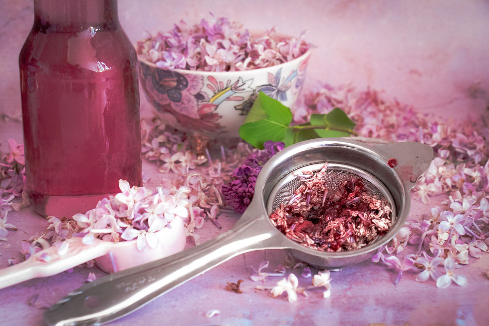 Homemade lilac syrup