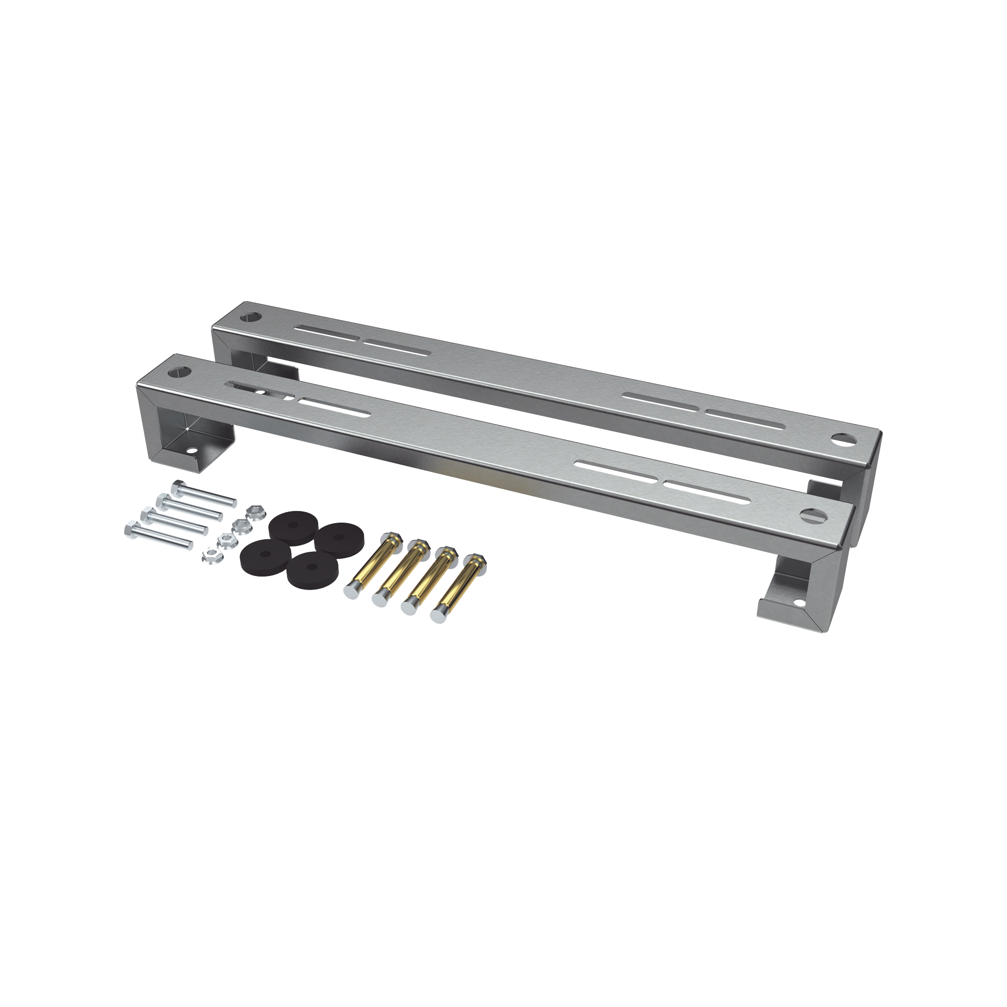 Base para Minisplit para piso universal ajustable para capacidades de 1 a 3 toneladas con pernos deslizables y amortiguación