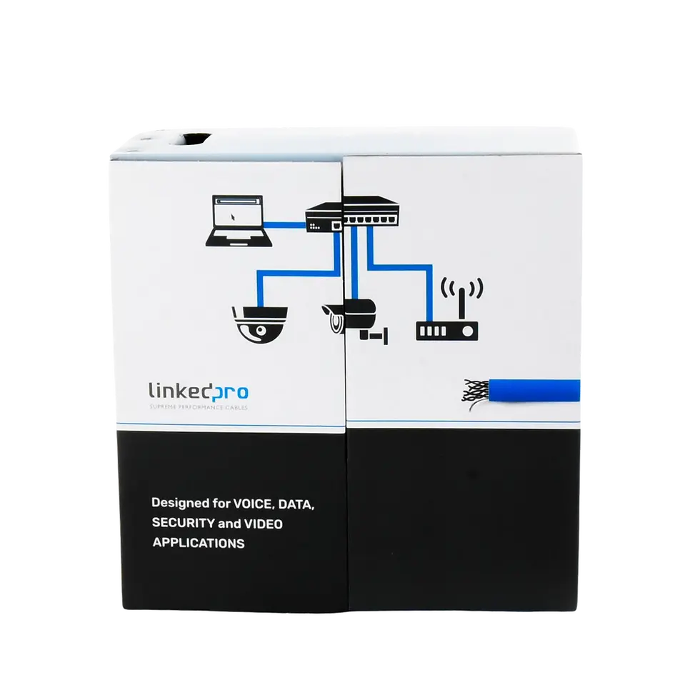 Miniatura: LINKEDPRO PRO-CAT-6-PLUS Bobina de cable de 305 metros Cat6+, CM, CALIBRE 23 ALTO RENDIMIENTO, ETL,UL, color azul, super flex