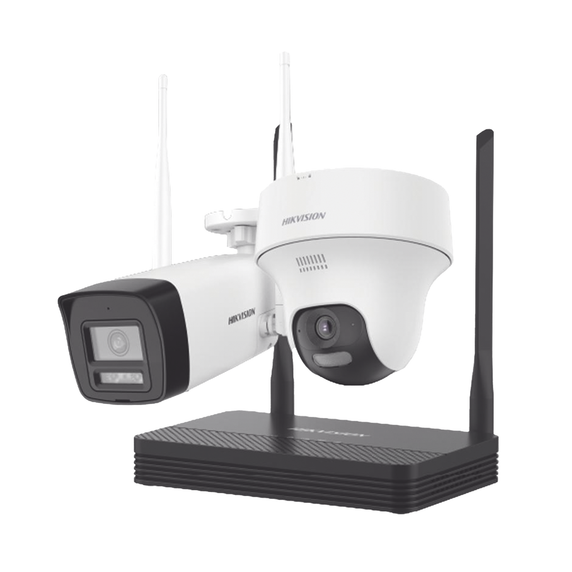Kit IP Inalámbrico 2 MP / NVS 4 Canales / 1 Cam Bala Ext + 1 Cam Turret Int