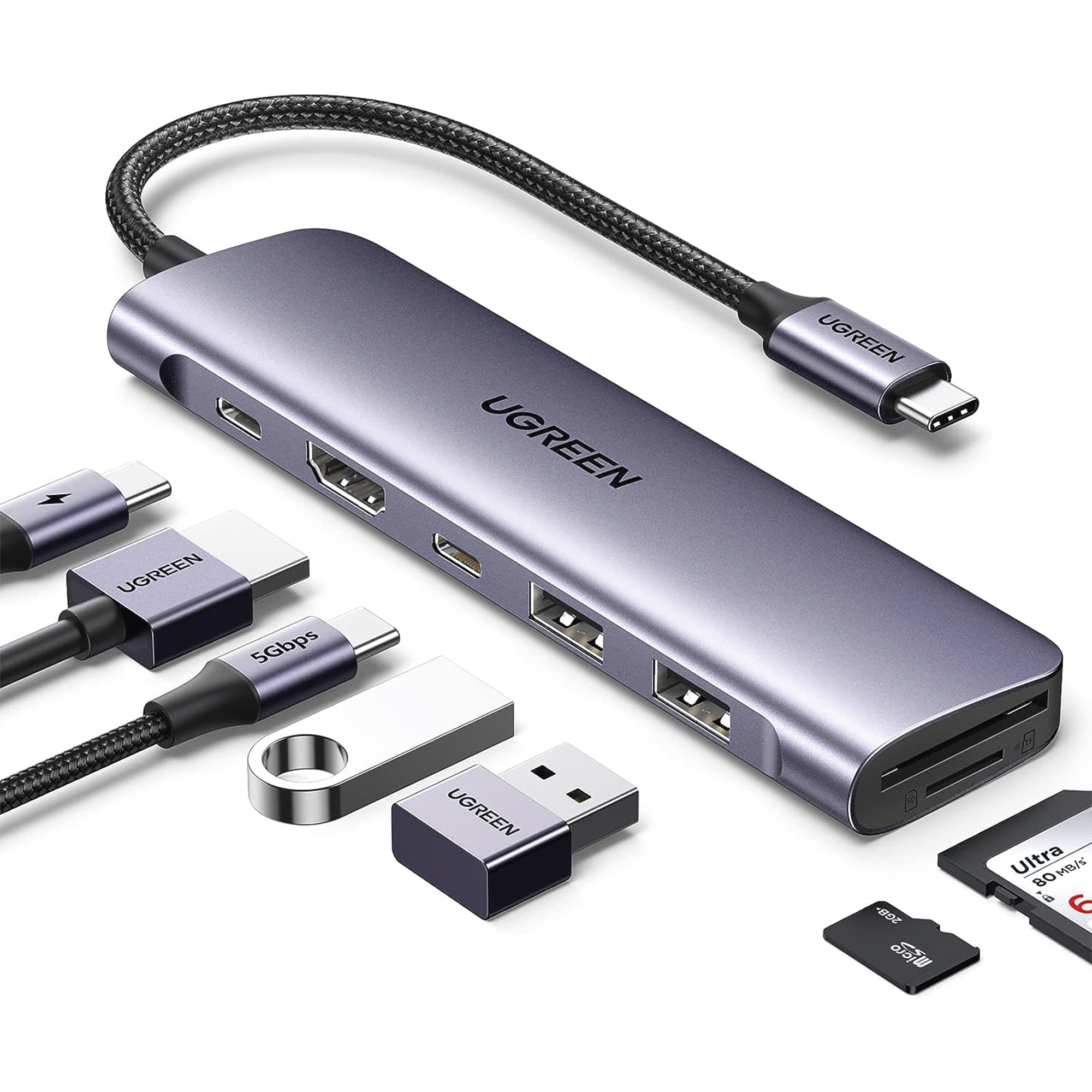 HUB USB-C (Docking Revodok) 7 en 1 | 1 USB-C 3.0 (5Gbps) | 1 USB-C PD Carga 100W