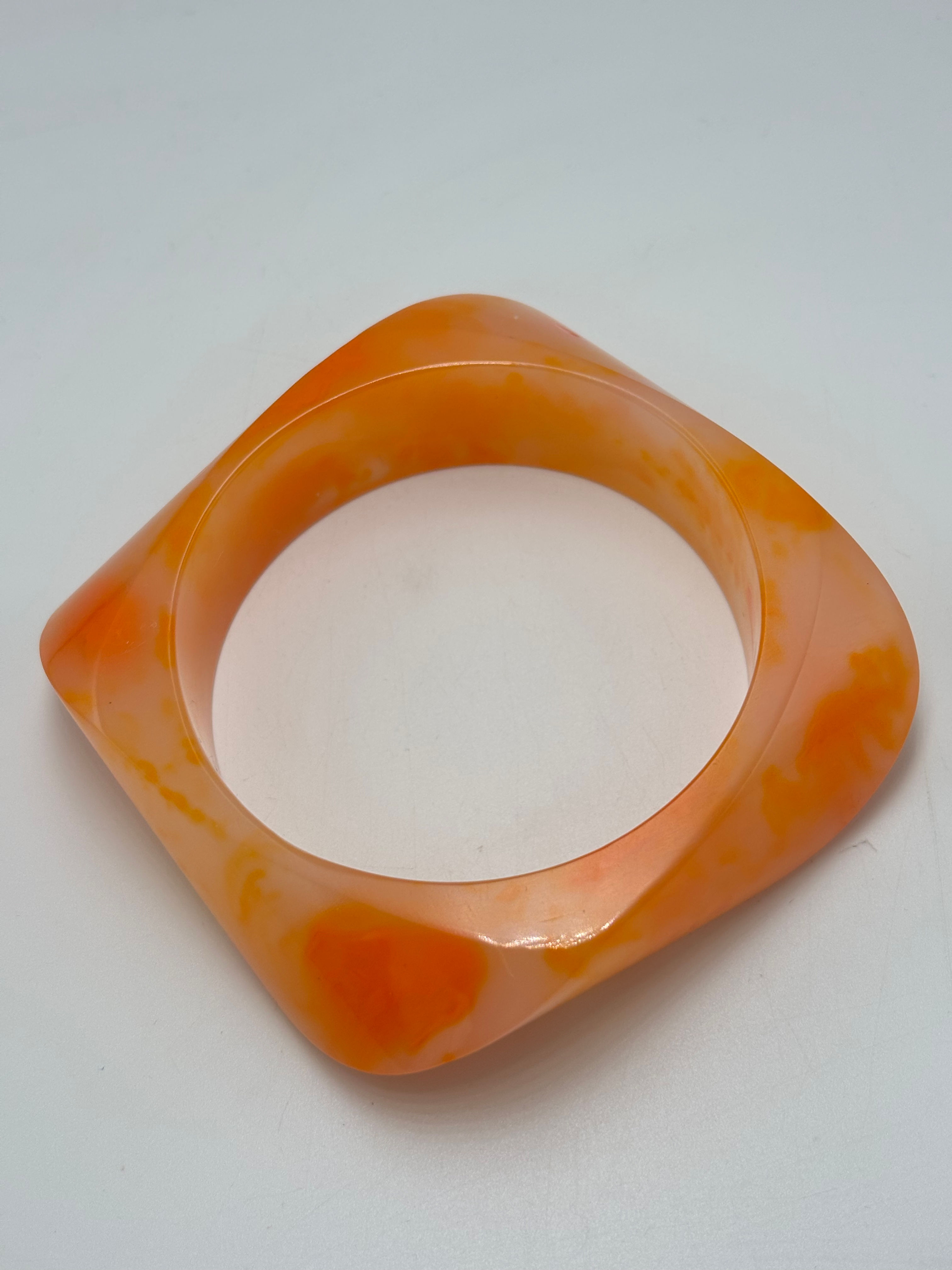 Orange marble resin cube bracelet 