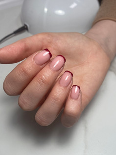 red french tip gel polish nails