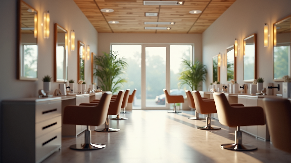 Eye-level view of a modern beauty salon interior
