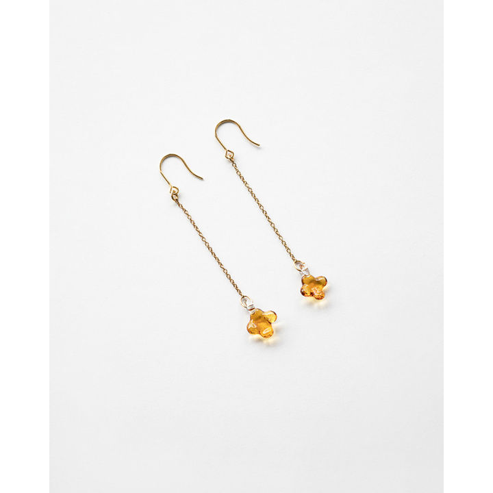 Thumbnail: HARIO Lampwork Factory Kinmokusei Amber Earrings [Made in Japan]