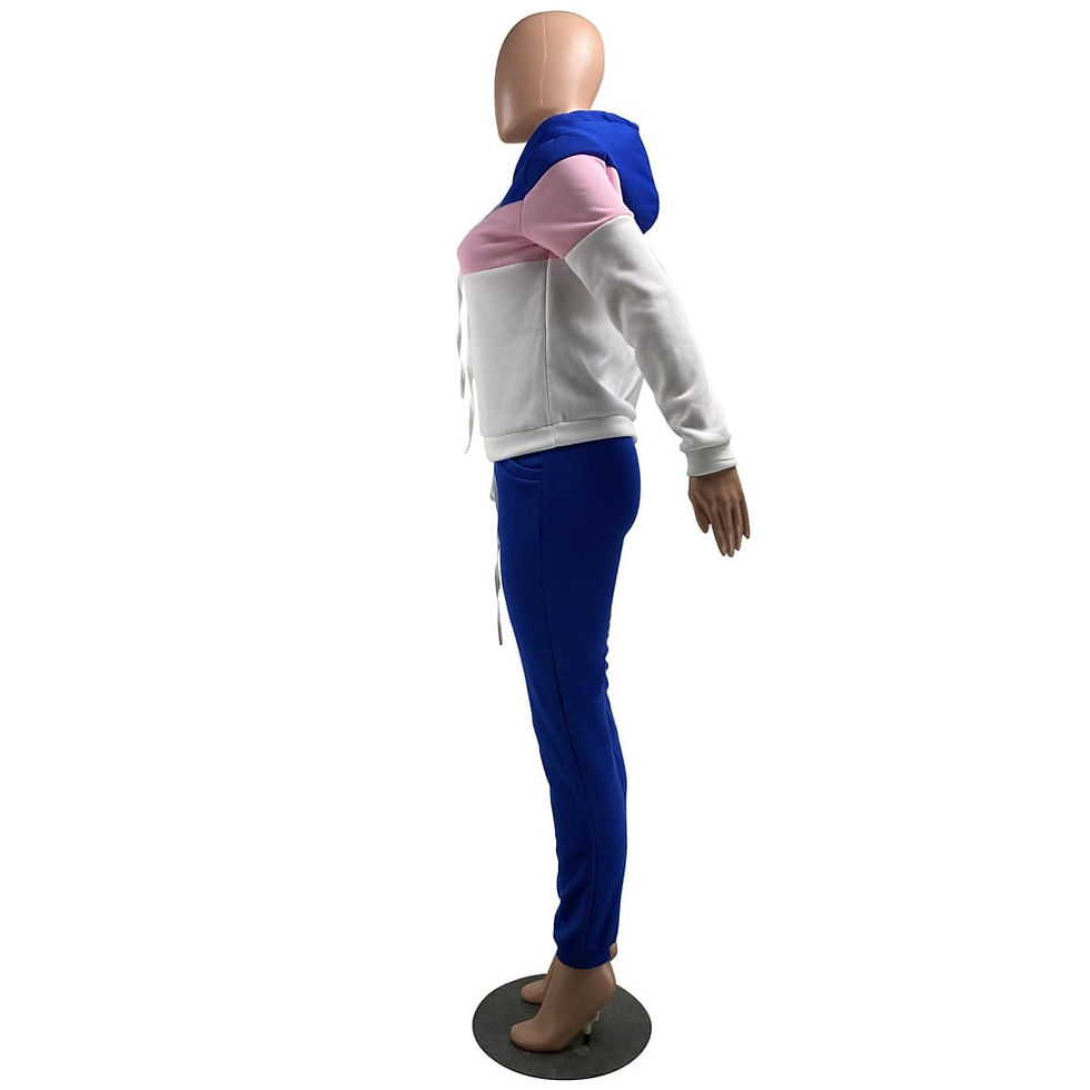 Thumbnail: Women Fashion Color Blocking Hoodie And Pants Two Pieces Set
